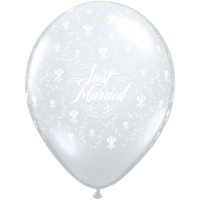 Latexballon Motiv Just Married - transparent - weiße schrift, 27,5cm, 0,017m³ (1)