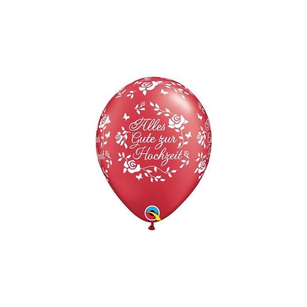 Motivballon Alles Gute zur Hochzeit rot/weiß