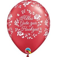Motivballon Alles Gute zur Hochzeit rot/weiß