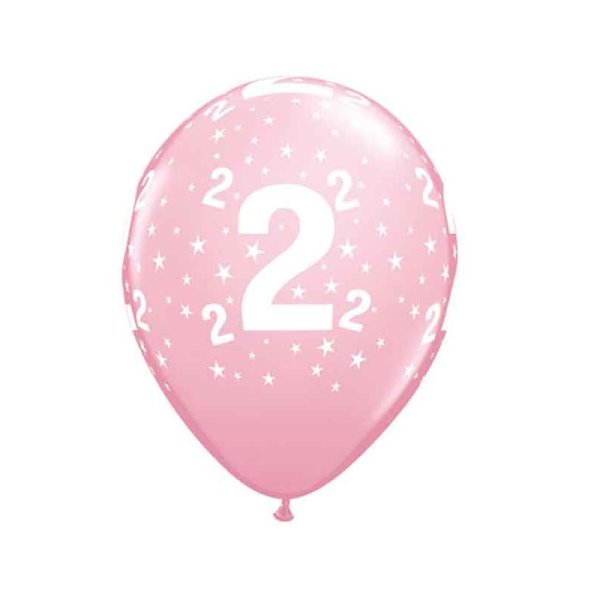Motivballon-Set Zahl 2 Rosa (6)