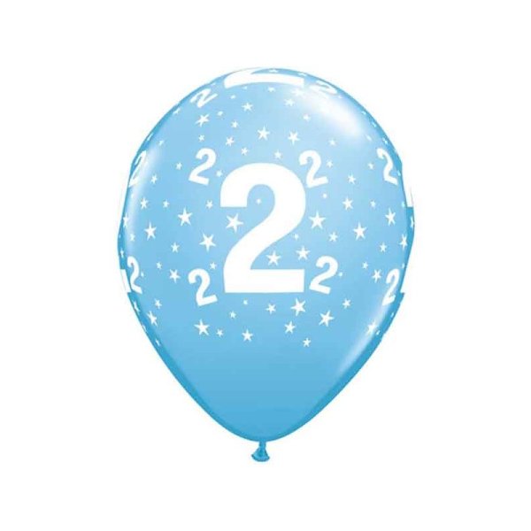 Motivballon-Set Zahl 2 - helblau, 27,5cm (6)