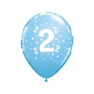 Latexballon-Set - Motiv Zahl 2 - helblau, 27,5 cm (6)