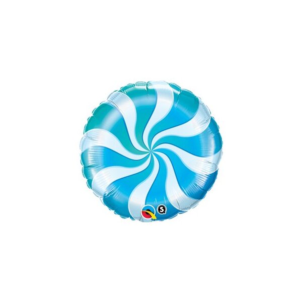 Folienballon - Motiv Candy Swirl - blue - S - 46 cm / 0,02 m&sup3;