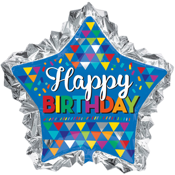 Folienballon - Motiv Happy Birthday Stern - XXL - 86 cm / 0,07 m&sup3;