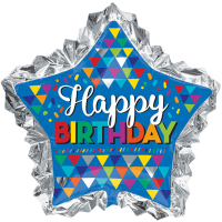 Folienballon - Motiv Happy Birthday Stern - XXL - 86 cm / 0,07 m&sup3;