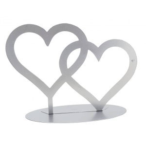 Ballongewicht - Cake Topper Doppelherz Metall silber 18 x...