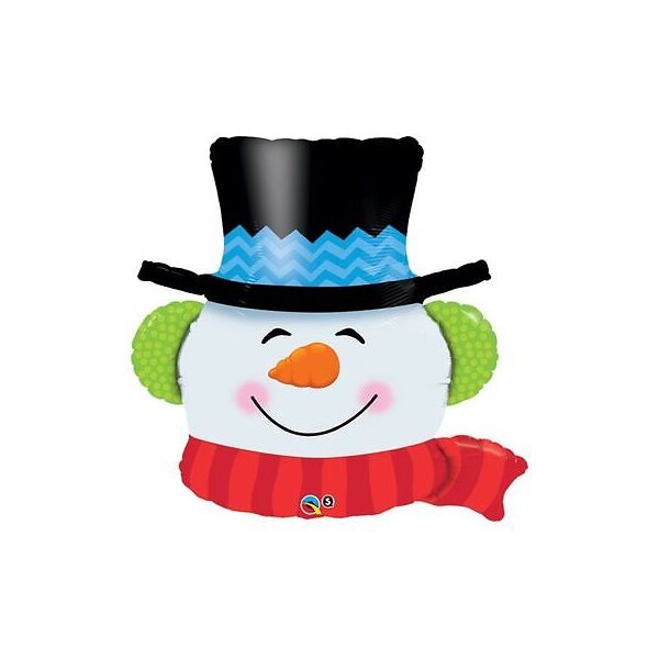Folienballon - Figur Schneemannkopf mit Hut - XXL - 91 cm / 0,09 m&sup3;
