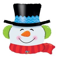 Folienballon - Figur Schneemannkopf mit Hut - XXL - 91 cm / 0,09 m&sup3;