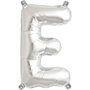Ballon Buchstabe E, 40cm - silber - luft bef&uuml;llend