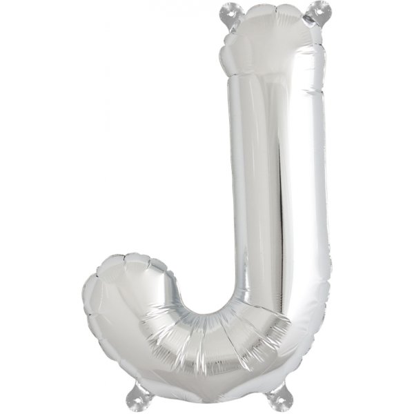 Ballon Buchstabe J, 40cm - silber - luft befüllend