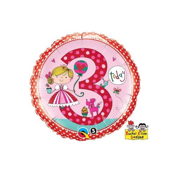 Folienballon - Motiv Zahl 3 Prinzessin Tupfen Rachel...