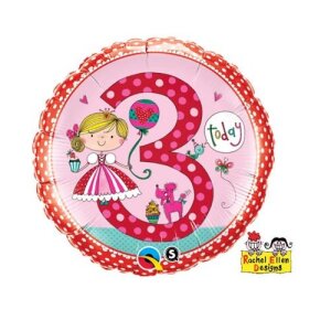 Folienballon - Motiv Zahl 3 Prinzessin Tupfen Rachel...