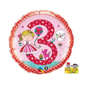Folienballon - Motiv Zahl 3 Prinzessin Tupfen Rachel...