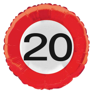 Folienballon - Motiv Zahl 20 Verkehrsschild - S - 45 cm /...