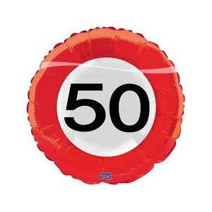 Folienballon - Zahl 50 Verkehrsschild - S - 45 cm / 0,02...