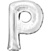 Ballon Buchstabe P, 40cm - silber - luft befüllend