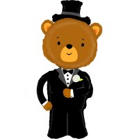 Folienballon - Figur Bräutigam - Bär - XXL - 124 cm / 0,10 m³