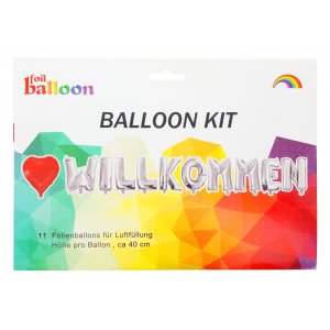 Ballon Buchstaben-Set  Willkommen incl. Herzballon -...