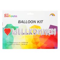 Ballon Buchstaben-Set - Willkommen incl. Herzballon, 40cm - silber - luft befüllend