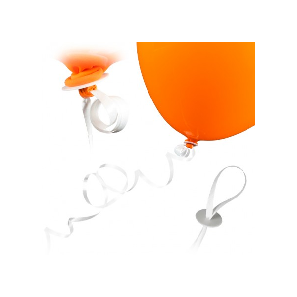 Luftballonverschluss mit ca 1,3m weißem  Band (10)