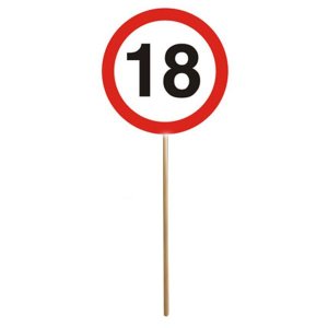 Mini-Schild mit Stab - Zahl 18 (12)