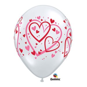 Latexballon - Motiv Herzen rot & pink