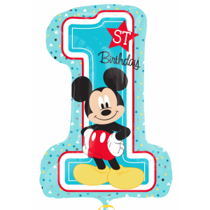 Folienballon - Zahl 1 Mickey Maus - XL - 71 cm / 0,06...