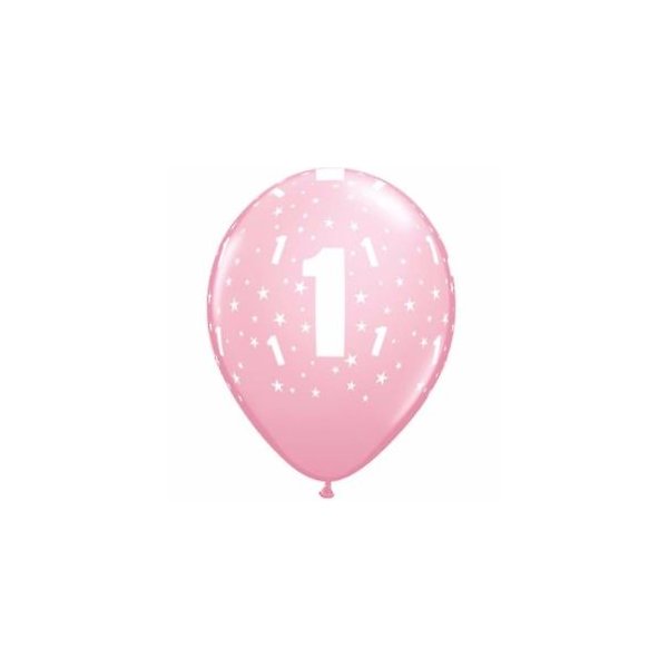 Motivballon-Set Zahl 1 Rosa (6)