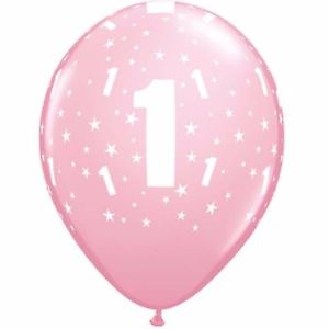Latexballon-Set - Motiv Zahl 1 Rosa (6)