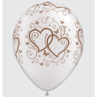 Motivballon Herzen rose gold - Ballon weiss, 27,5cm, 0,017m³