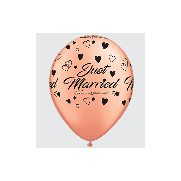 Motivballon Just Married rosegold, 27,5cm, 0,017m³ (1)