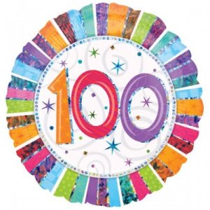 Folienballon - Motiv Zahl 100 Strahlender Geburtstag - S...