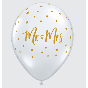 Latexballon - Motiv Mr & Mrs dots transparent