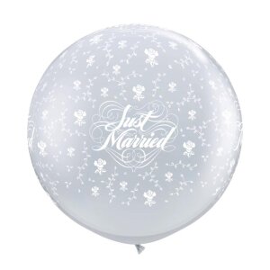 Latexballon - Motiv Just Married Roses, transparent  -...