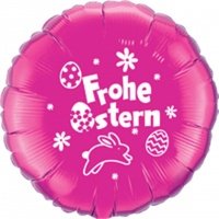 Ballon - Frohe Ostern  -  Metallic Pink, ca 45cm, 0,02m³