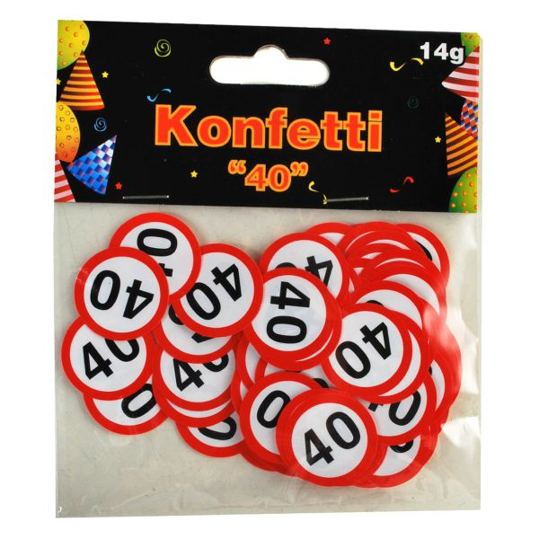 Konfetti Zahl 40 Verkehrsschild  (14g)