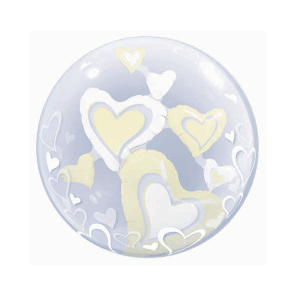 Ballon Double Bubble Elfenbein-Herzen