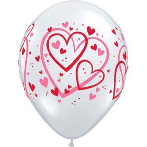 Latexballon - Motiv Herzen rot & pink - S/Latex - 28...