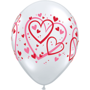 Latexballon - Motiv Herzen transparent rot&pink- S -...