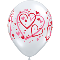 Motivballon Herzen rot & pink - S/Latex - 28 cm/0,02m²