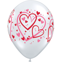 Latexballon - Motiv Herzen transparent rot&pink- S - 28 cm / 0,02m²