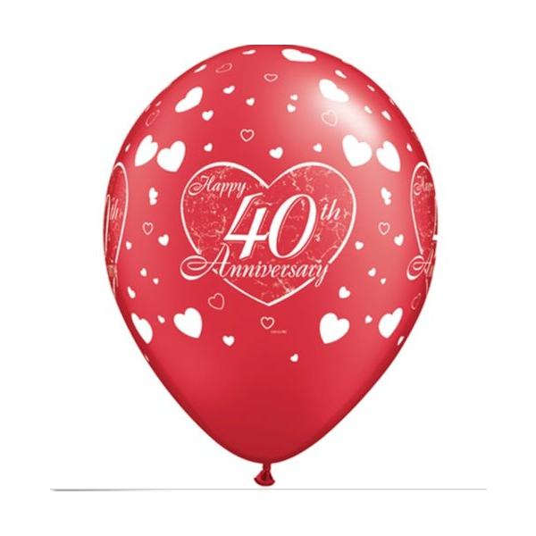 Motivballon Zahl 40, rot Happy Anniversary