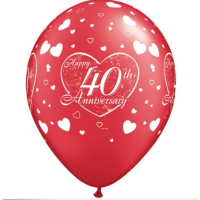 Latexballon - Motiv Zahl 40, rot Happy Anniversary