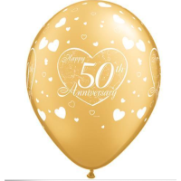 Motivballon Zahl 50, gold, Happy Anniversary
