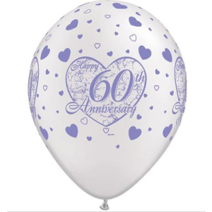 Latexballon - Motiv Zahl 60 Happy Anniversary 60th