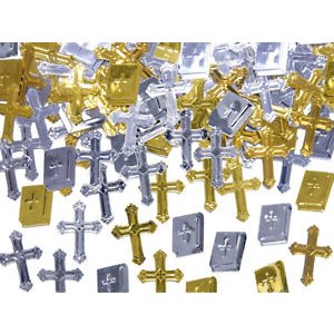 Tischkonfetti - Kreuze & Bibel, Gold / Silber, 15g