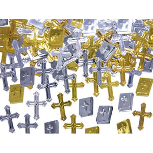 Tischkonfetti - Kreuze & Bibel, Gold / Silber, 15g