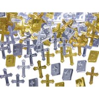 Tischkonfetti - Kreuze &amp; Bibel, Gold / Silber, 15g