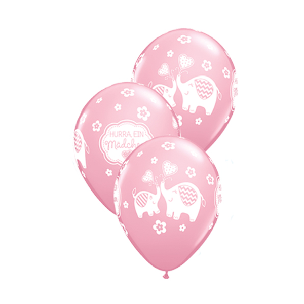 Motivballon Hurra ein Mädchen Babyrosa