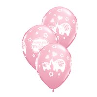 Motivballon Hurra ein M&auml;dchen Babyrosa